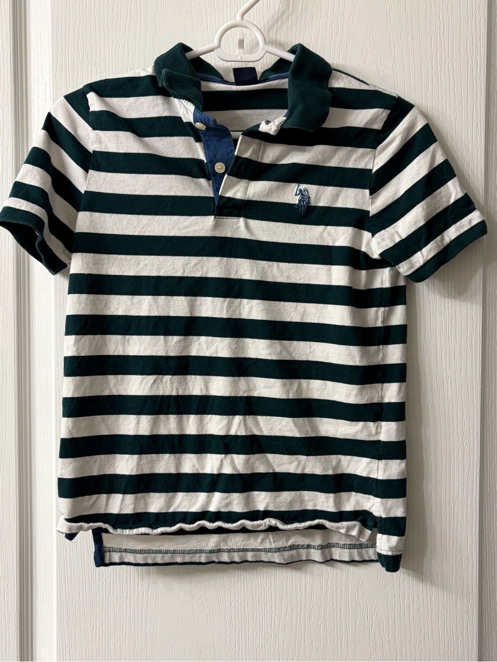 U.S. Polo Assn. Green & White Striped Polo Shirt